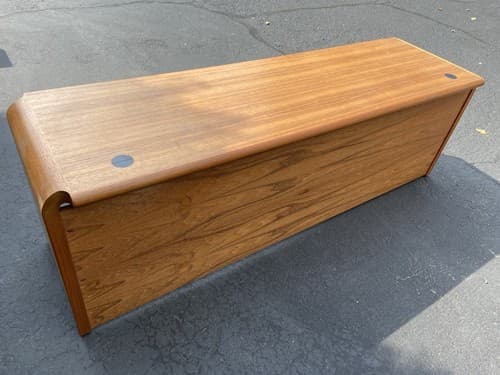 Danish Teak Mid Century Modern Waterfall Sideboard Credenza Buffet Office Desk - Thumbnail 6