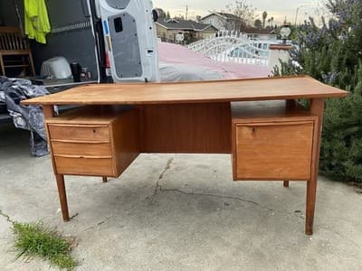 Vintage MCM Danish Teak Floating Desk by Peter Løvig Nielsen Needs Restoration - Image 1