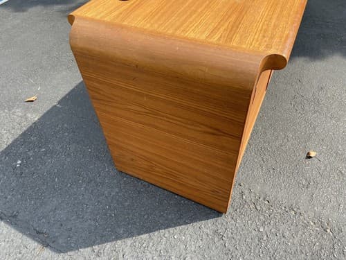 Danish Teak Mid Century Modern Waterfall Sideboard Credenza Buffet Office Desk - Thumbnail 13