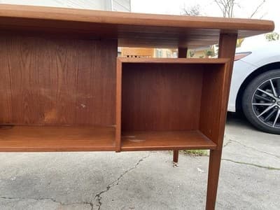 Vintage MCM Danish Teak Floating Desk by Peter Løvig Nielsen Needs Restoration - Thumbnail 11