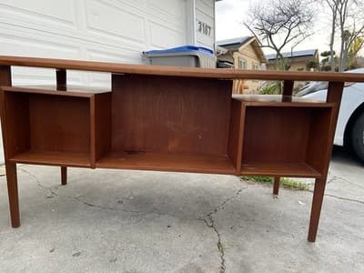 Vintage MCM Danish Teak Floating Desk by Peter Løvig Nielsen Needs Restoration - Thumbnail 10