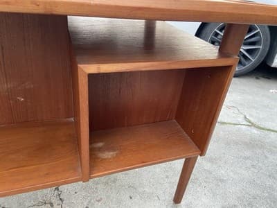 Vintage MCM Danish Teak Floating Desk by Peter Løvig Nielsen Needs Restoration - Thumbnail 12