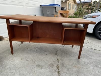 Vintage MCM Danish Teak Floating Desk by Peter Løvig Nielsen Needs Restoration - Thumbnail 16