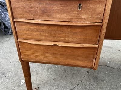 Vintage MCM Danish Teak Floating Desk by Peter Løvig Nielsen Needs Restoration - Thumbnail 23