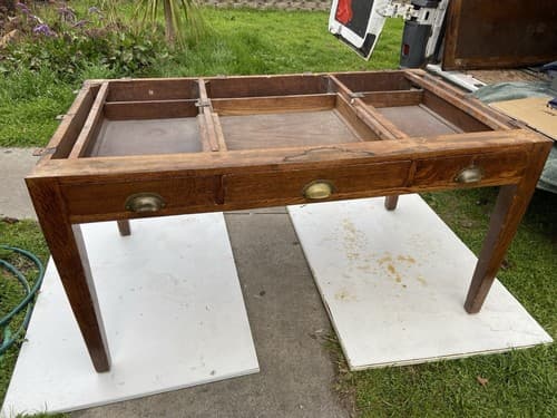English Arts and Crafts oak library table desk  With Drawers - Thumbnail 10