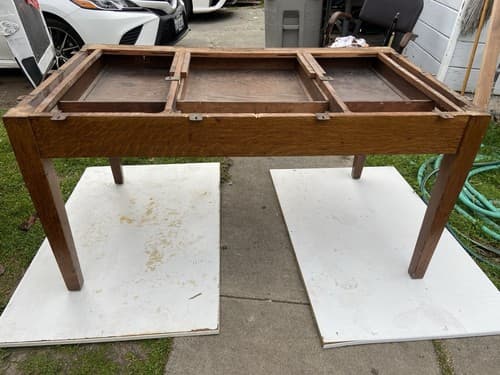 English Arts and Crafts oak library table desk  With Drawers - Thumbnail 9