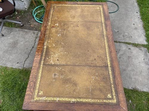 English Arts and Crafts oak library table desk  With Drawers - Thumbnail 5