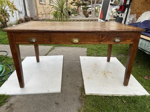 English Arts and Crafts oak library table desk  With Drawers - Thumbnail 13