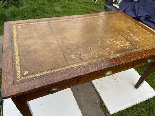 English Arts and Crafts oak library table desk  With Drawers - Thumbnail 14
