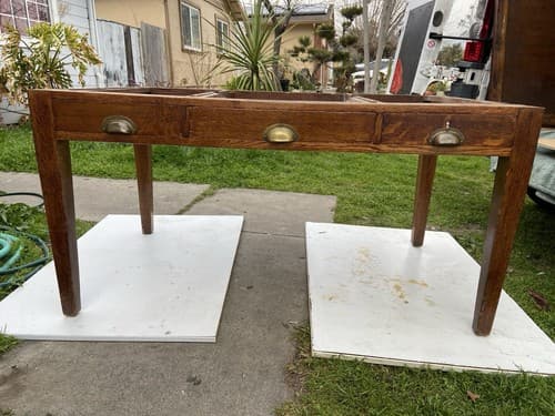 English Arts and Crafts oak library table desk  With Drawers - Thumbnail 12