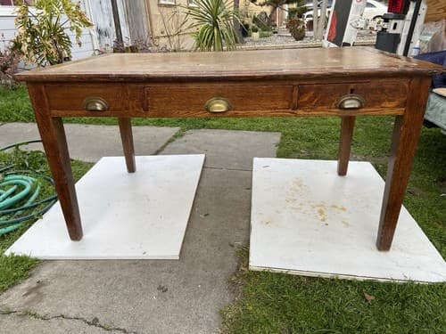 English Arts and Crafts oak library table desk  With Drawers - Thumbnail 18