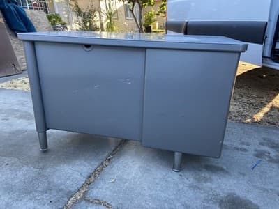 Vintage Mid Century Modern Metal Tanker Steelcase Tanker Desk Workbench Table - Thumbnail 4