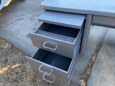 Vintage Mid Century Modern Metal Tanker Steelcase Tanker Desk Workbench Table - Thumbnail 9