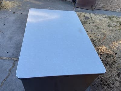 Vintage Mid Century Modern Metal Tanker Steelcase Tanker Desk Workbench Table - Thumbnail 14