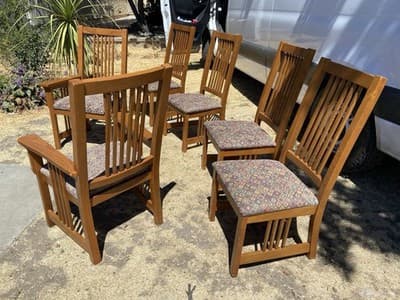 Late 20th Century Basset Furniture Mission Arts & Crafts Oak Dining Chairs Set6 - Thumbnail 10