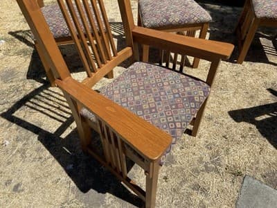 Late 20th Century Basset Furniture Mission Arts & Crafts Oak Dining Chairs Set6 - Thumbnail 9