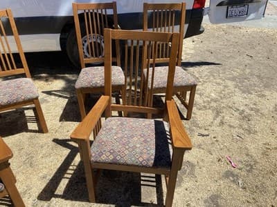 Late 20th Century Basset Furniture Mission Arts & Crafts Oak Dining Chairs Set6 - Thumbnail 3