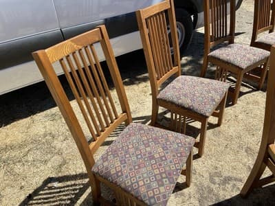 Late 20th Century Basset Furniture Mission Arts & Crafts Oak Dining Chairs Set6 - Thumbnail 8