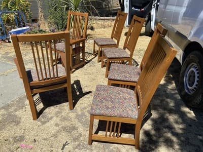 Late 20th Century Basset Furniture Mission Arts & Crafts Oak Dining Chairs Set6 - Thumbnail 13