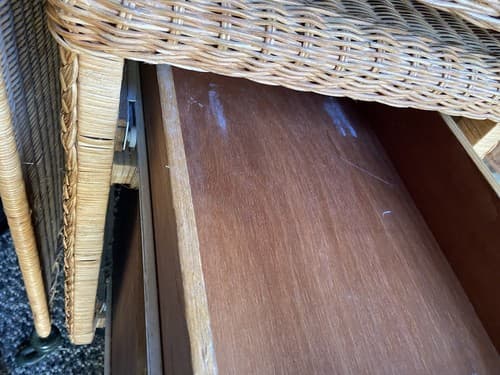 Vintage Mid Century Modern Boho Chic Rattan Desk And Cabinet - Thumbnail 3