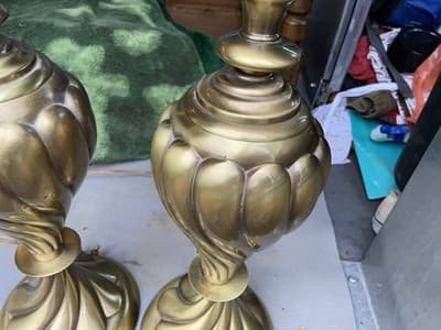 REMBRANDT Masterpiece Collection Brass Swirl Table Lamp Milk Glass Diffuser - Thumbnail 9