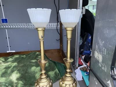 REMBRANDT Masterpiece Collection Brass Swirl Table Lamp Milk Glass Diffuser - Thumbnail 11