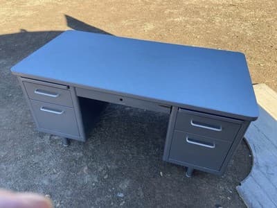 Steelcase Vintage Mid Century Metal Tanker Desk - Thumbnail 2