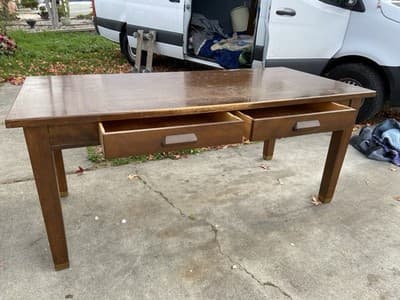 Antique Vintage Oak Library Teachers Arts & Crafts Desk Table - Thumbnail 8