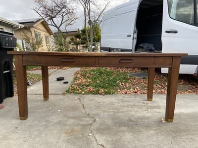 Antique Vintage Oak Library Teachers Arts & Crafts Desk Table - Thumbnail 23