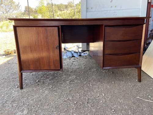 Vintage Mid Century Modern Danish Teak Import Writing Desk Needs Repairs - Image 1