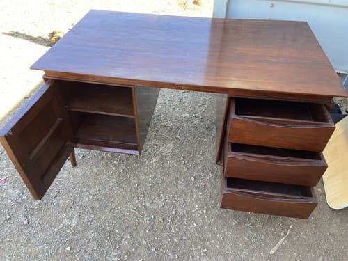 Vintage Mid Century Modern Danish Teak Import Writing Desk Needs Repairs - Thumbnail 15
