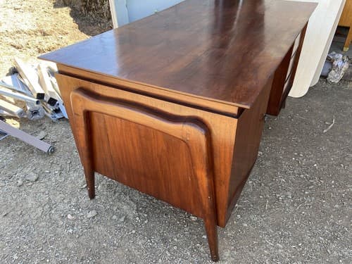 Vintage Mid Century Modern Danish Teak Import Writing Desk Needs Repairs - Thumbnail 14