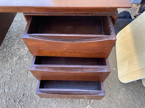 Vintage Mid Century Modern Danish Teak Import Writing Desk Needs Repairs - Thumbnail 17