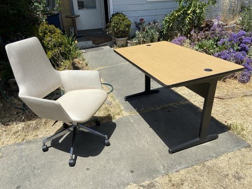 Vintage Mid Century Modern Herman Miller Table And Modern Office Chair - Thumbnail 2
