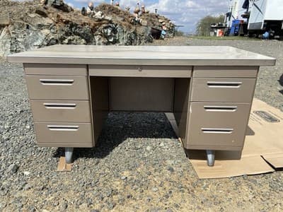 Vintage Art Metal Tanker Desk Library Table - Image 1