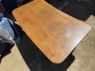 Alma Co Vintage Mid Century Modern Fan Walnut  Tanker Desk - Thumbnail 3