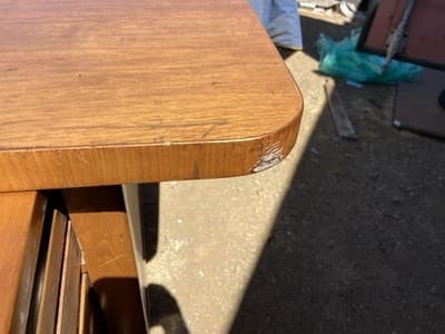 Alma Co Vintage Mid Century Modern Fan Walnut  Tanker Desk - Thumbnail 7