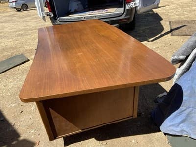 Alma Co Vintage Mid Century Modern Fan Walnut  Tanker Desk - Thumbnail 13