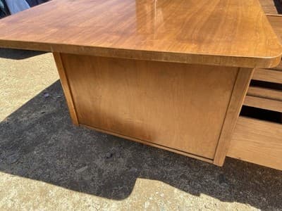 Alma Co Vintage Mid Century Modern Fan Walnut  Tanker Desk - Thumbnail 21