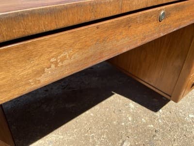 Alma Co Vintage Mid Century Modern Fan Walnut  Tanker Desk - Thumbnail 19