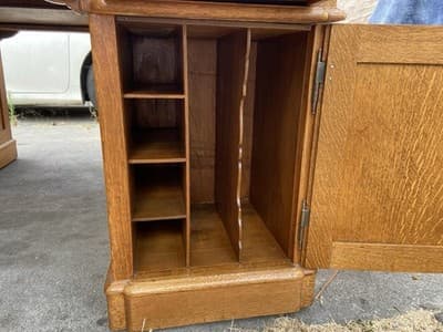 Antique Oak Partners Desk With Glass Top - Thumbnail 9