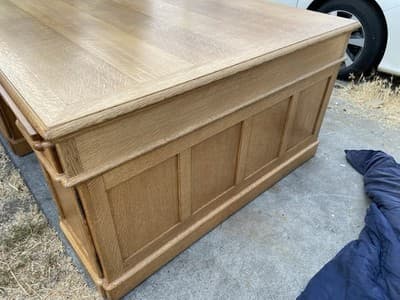 Antique Oak Partners Desk With Glass Top - Thumbnail 7