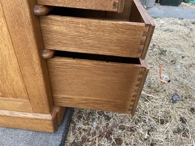 Antique Oak Partners Desk With Glass Top - Thumbnail 13