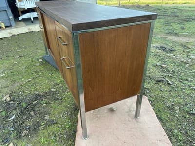 Vintage Wood Mid Century MCM Executive Sideboard Credenza Office Furniture - Thumbnail 7