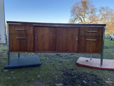 Vintage Wood Mid Century MCM Executive Sideboard Credenza Office Furniture - Thumbnail 19