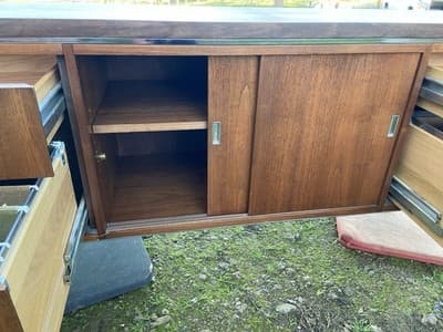 Vintage Wood Mid Century MCM Executive Sideboard Credenza Office Furniture - Thumbnail 16