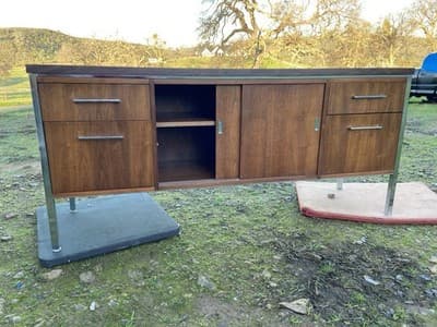 Vintage Wood Mid Century MCM Executive Sideboard Credenza Office Furniture - Thumbnail 12