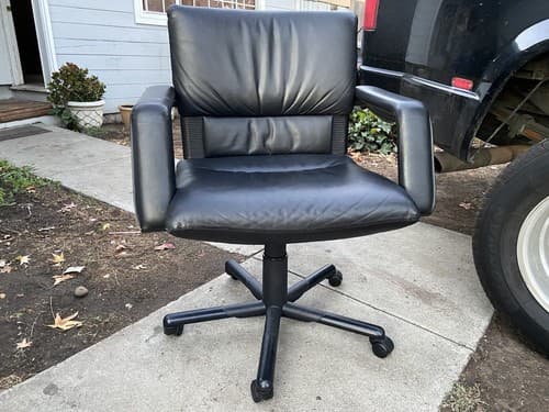 🔥🔥RARE 1990s Mario Bellini Vitra Figura Post Modern Desk Chairs Leather x6 - Thumbnail 4