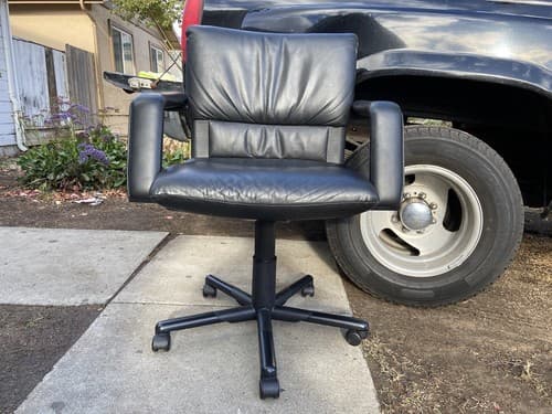🔥🔥RARE 1990s Mario Bellini Vitra Figura Post Modern Desk Chairs Leather x6 - Thumbnail 16