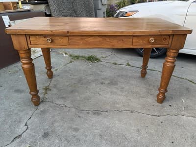 Drexel Furniture Farmhouse Style Pine Wood Rustic Desk Table - Thumbnail 2